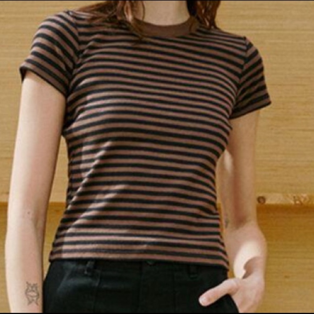 Womens Striped Hailie T-Shirt Brown/black | John Galt Tops